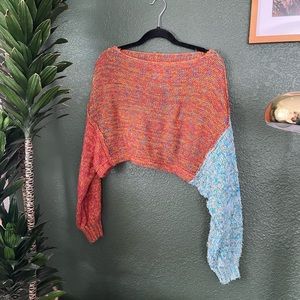 Color block cropped sweater